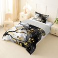 thumbnail image 2 of Castle Fairy Boho Ink Branch Pattern Twin Comforter Sets 2pcs,Abstract Watercolor Cloud Wash Bedding Set,Black White Gold,Reversible,1 Comforter and 1 Pillowcase, 2 of 6