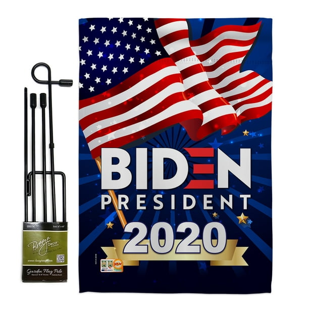 Biden 2020 Garden Flag Set With Stand Patriotic Vote President Donald Election Keep United State American House Decoration Banner Small Yard Gift Double Sided Made In Usa 13 X 18 5 Walmart Com Walmart Com