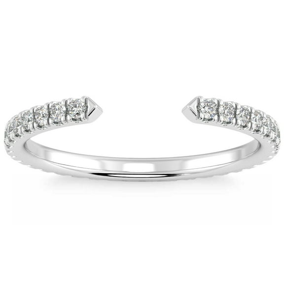 Pompeii 1/2Ct Pave Diamond Open Wedding Ring 14k Gold Stackable Band Lab Grown