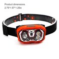 thumbnail image 4 of Eigraketly Linterna frontal recargable por USB con diadema Sensor de movimiento Linterna potente Antorcha regulable Búsqueda negra Ropa Deportiva, Zapatos Naranja Eigraketly OD020831-03B, 4 of 6