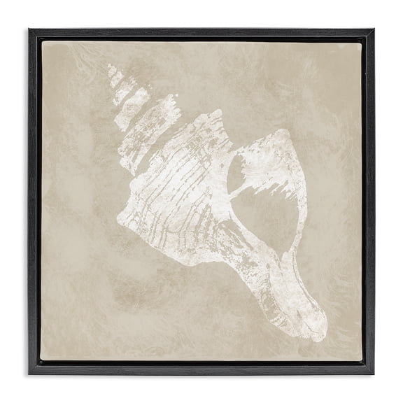 Stupell Industries Cottage Rustic Distressed Conch Black Floating Frame Canvas Art, 18 x 18, by Carol Robinson