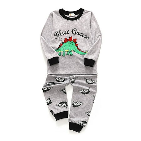 

Sunisery 2PCS Toddler Kids Little Boys Dinosaur Print T-shirt Elastic Waist Trousers Leisure Set Gray 3-4 Years