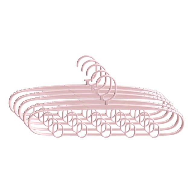 Pink No Slip Hanger 5 Pack With 5 Notches For Straps And Dresses Non Slip Shoulder Design For Closet Organization Metal Construction