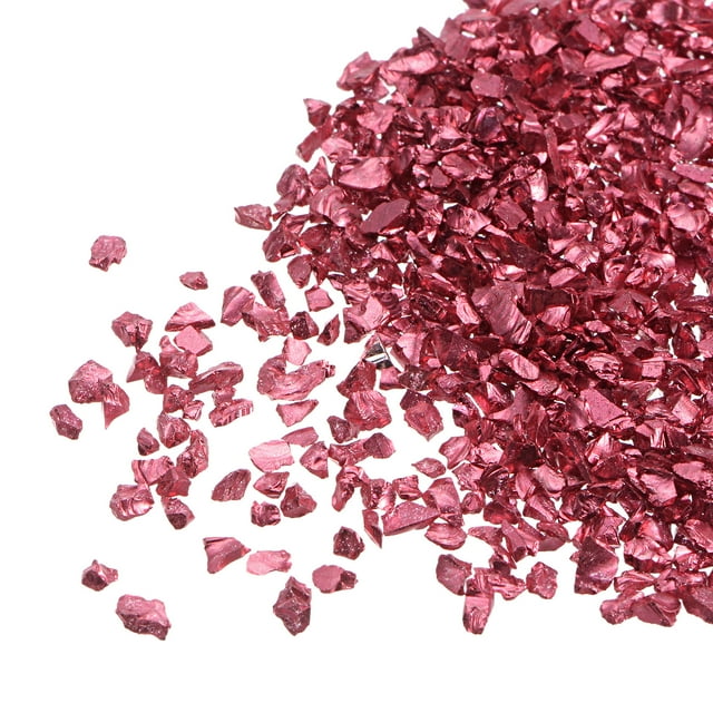Unique Bargains Chips de Verre Épais Métalliques Irréguliers Rouges Pailletés, 20g, 2-4mm