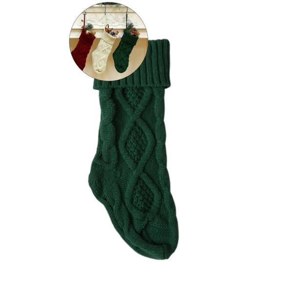 WNFJR Christmas Stockings, Cable Knit Christmas Stocking for Family, Xmas Holiday Party Gifts & Decoration for Fireplace(Green)