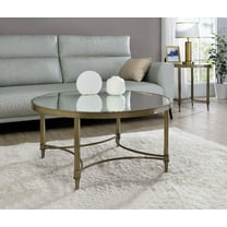 Aditya Mirrored Coffee Table with Antique Brass Finish and 5mm Thick Top