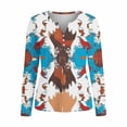 thumbnail image 4 of Long Sleeve Henley Shirt for Women Tribal Aztec Pattern Graphic Print Notch V Neck Relaxed Fit Southwest Style Casual Workwear Soft Lightweight Top, 4 of 5