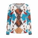 thumbnail image 2 of TaTaai Retro Printed T-Shirt Soft Loose Women's Fashion Casual Western Print Round Neck Long Sleeve Button Detail Spring Daily Versatile Top Gift, 2 of 5