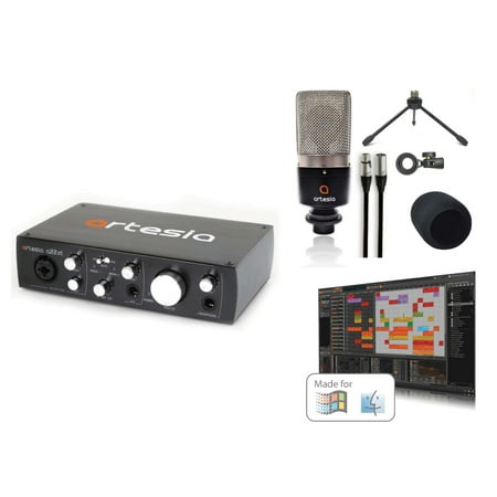 UPC: 0850020342099 | Artesia BE-REC Recording Bundle w/ A22XT 2.0 USB Audio Interface + AMC 10 Condenser Microphone with Pop Filter and XLR Cable
