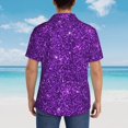 thumbnail image 4 of Honeii Purple Glitter Print Men’s Hawaiian Shirt,Classic Button-Down Short Sleeve Shirt, for Beach, Vacation, and Outdoor Activities,Medium, 4 of 7