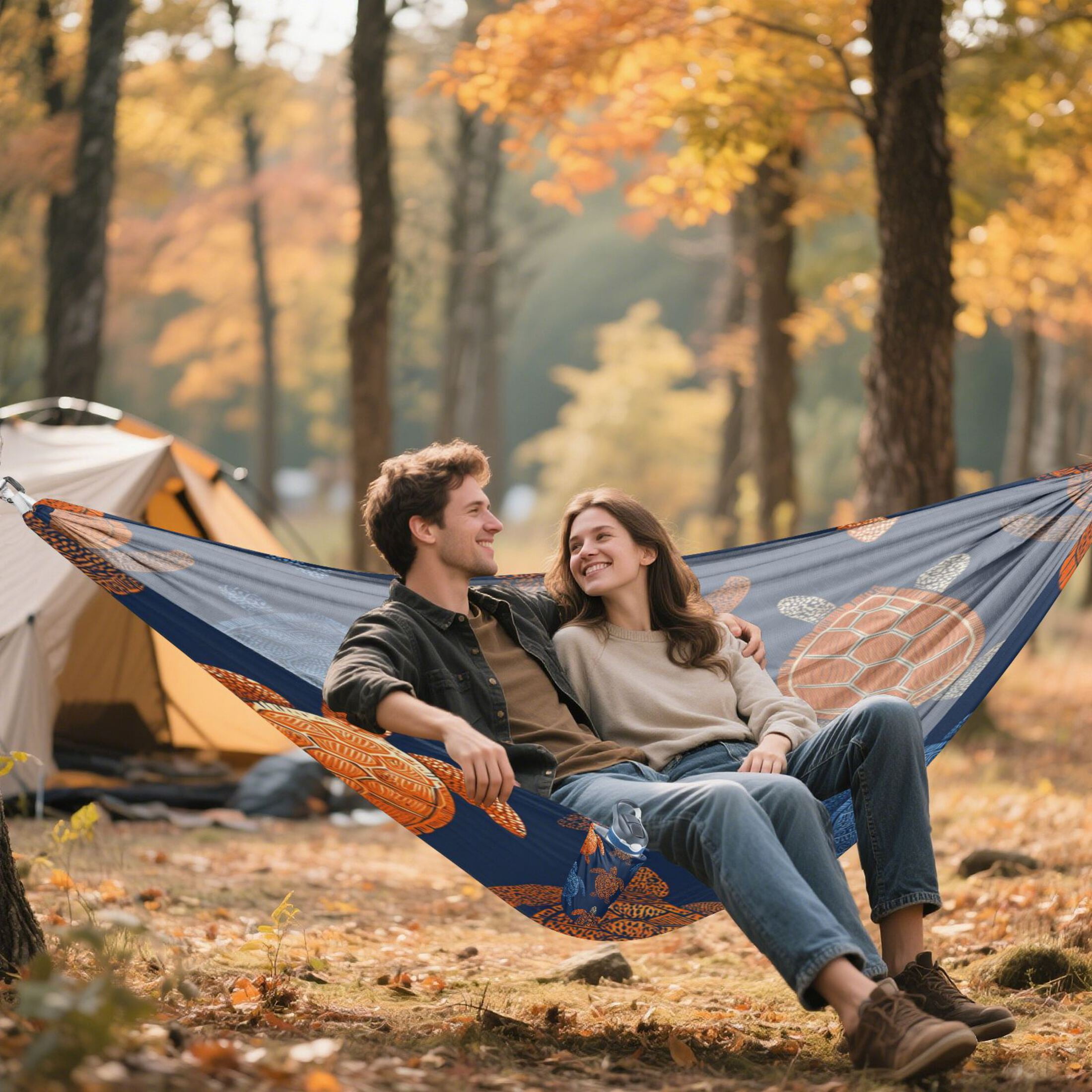 Hammock Camping Hammock Nylon Portable Hammock Travel Camping Hammock Orange Turtles Blue Turtles