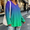 thumbnail image 4 of Perfectbot Plus Size Long Sleeve T-Shirt for Women, V Neck Tunic Tie Dye Print Loose Casual Tee Top Sizes L-5X, 4 of 6