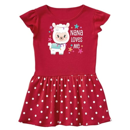 

Inktastic Nana Loves Me- cute and happy llama Gift Baby Girl Dress