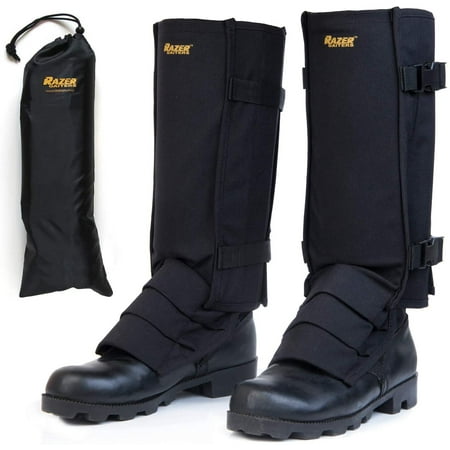 Snake Gaiters with Storage Bag - Snake Bite Protection Gaiter for Lower Legs - Black - FREE Shipping