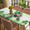 thumbnail image 3 of St. Patrick's Day Table Cloths for 6 Foot Rectangle Tables, Lucky Shamrock Hat Ladybirds Daisy Ombre Green Patio Waterproof Elastic Fitted Tablecloths, Washable Rectangular Table Cover for Camping, 3 of 8
