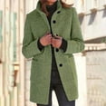thumbnail image 2 of Women's Autumn Winter Solid Color Button Up Stand Collar Wool Coat for Stylish Ladies, 2 of 4
