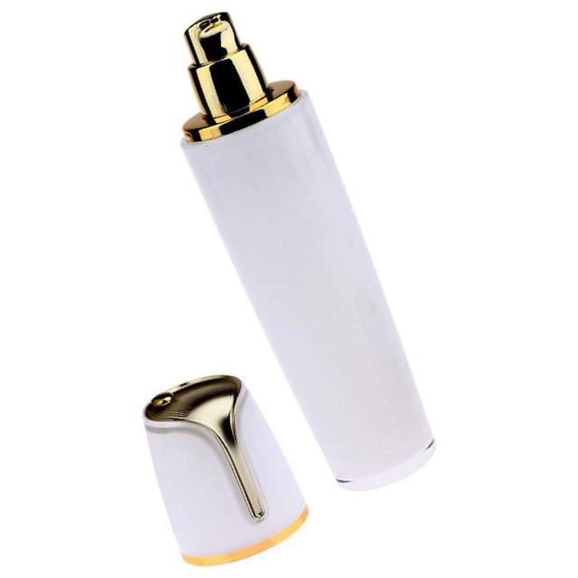 fastboy Empty Refillable Acrylic Pump Press Bottle Jar Container for Lotion Golden+White 100ml 1Set