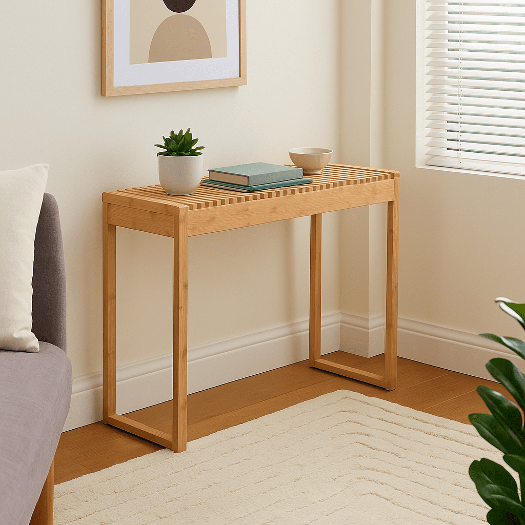 Proman Products TB17235 Cambridge Bamboo Long Console Table for Entryway Hallway Entrance, Natural, 31.5" W x 13.5" D x 30" H