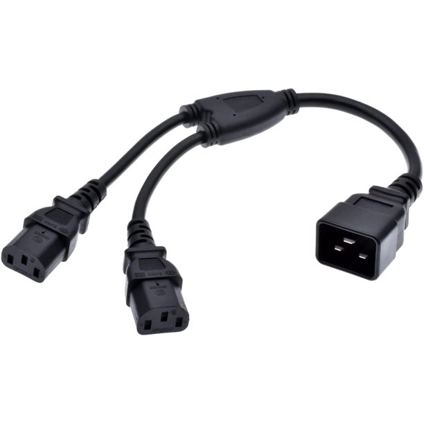 IEC 320 C20 to Dual C13 Splitter Power Cord, Heavy Duty C20 Male to 2X
