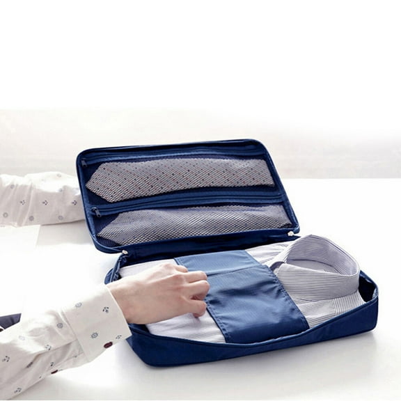 Masteelf Navy Blue Fashion Multifunctional Travel Waterproof Storage Organizer Bags Portable Type Shirt Tie Finishing Package Clothes Case