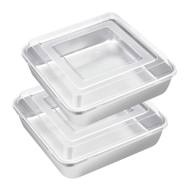 Molde para hornear E-far de acero inoxidable 20 x 20 cm con tapa, juego de 2