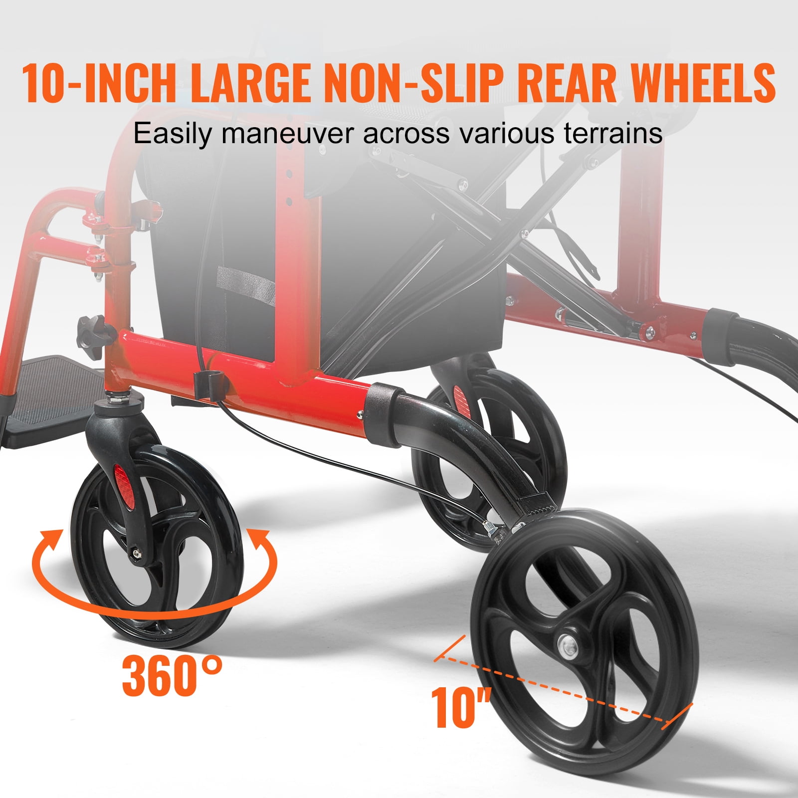 KFFKFF Dual-Function Walker & Wheelchair for Elderly, Foldable Aluminum Walker with Seat, Adjustable Handles & Footrests, Durable All-Terrain Wheels, Supports up to 300 lbs