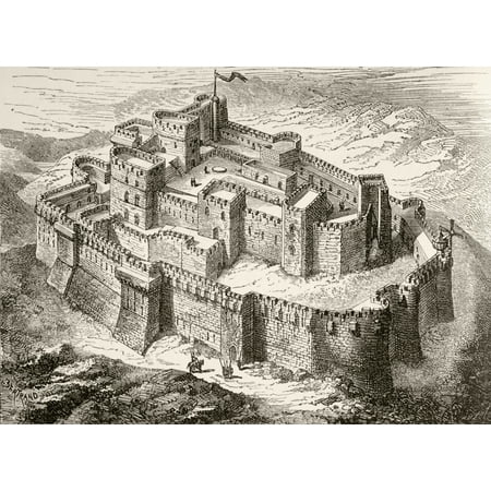 Artists Impression Of Krak Or Crac Des Chevaliers Crusader Castle Syria From Military And Religious Life In The Middle Ages By Paul Lacroix Published London Circa 1880 Canvas Art - Ken Welsh Design P