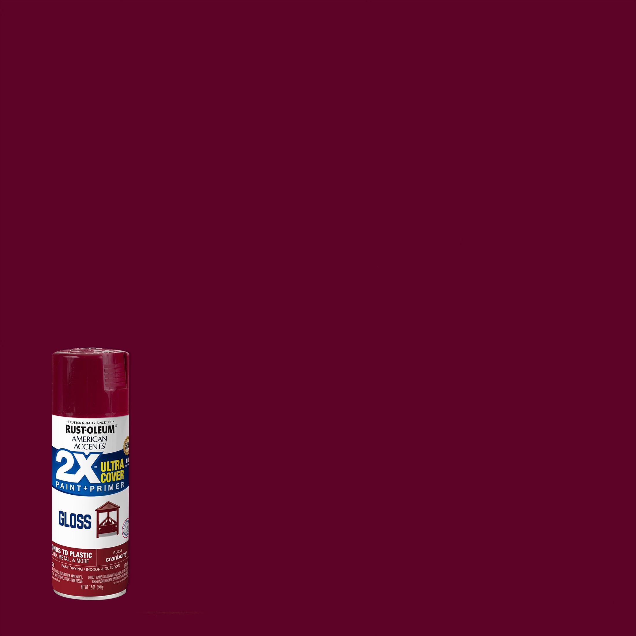Cranberry, Rust-Oleum American Accents 2X Ultra Cover Gloss Spray Paint- 12 oz