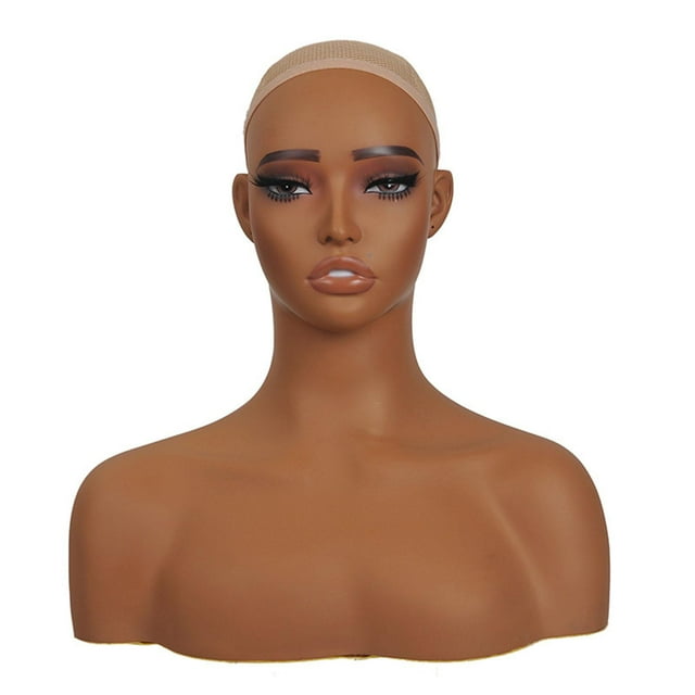 Peluca de maniquí femenina, modelo de cabeza con agujeros para las orejas, Base estable, modelo de exhibición, pelucas para maniquí, soporte de cabeza