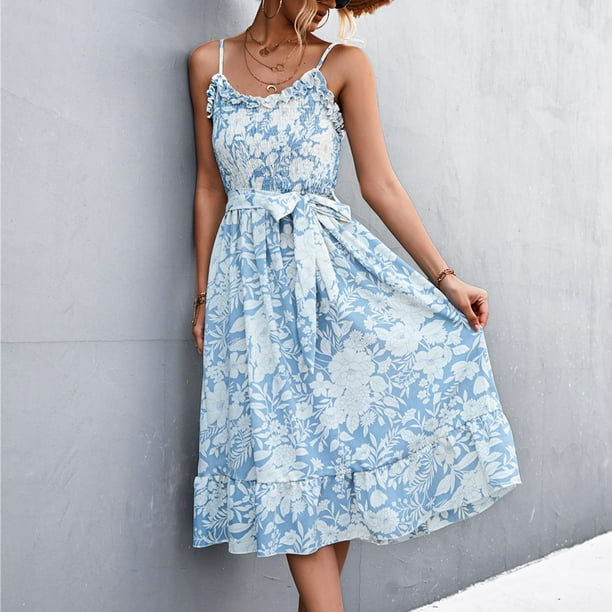 Floral cheap spaghetti dress
