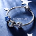 thumbnail image 2 of Owl Charm European Bead Blue CZ Sterling Silver Green Enamel Ginger Lyne Collection, 2 of 5