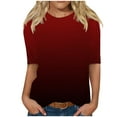 thumbnail image 2 of LEBONYARD Womens Tops Long Sleeve Clearance under $5,Womens Tops 3/4 Length Sleeve Summer Saving,Women Half Sleeves Casual Shirts Pullover Loose Tunic Tops Print Blouse Red XL, 2 of 5