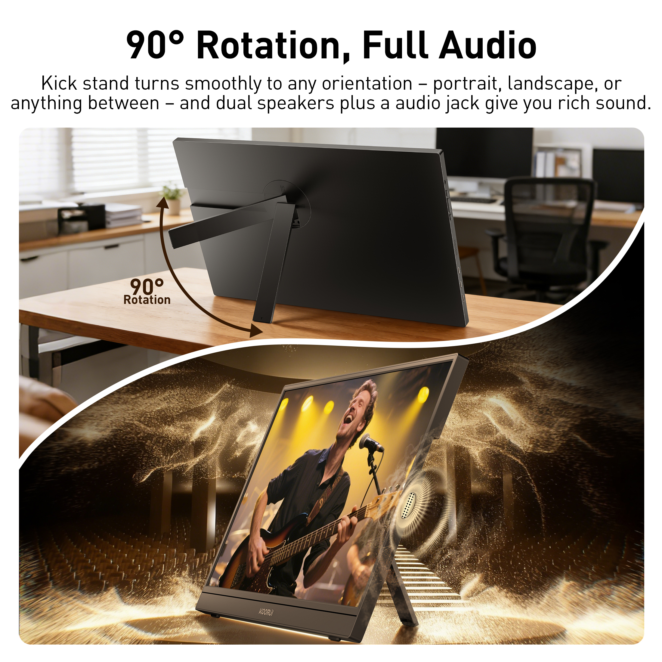 KOORUI 15.6" Portable Monitor, FHD IPS, USB-C & HDMI photo 6