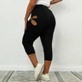 thumbnail image 5 of Xysaqa Women's Stretch Workout Yoga Capris Leggings for Summer Comfy Women High Waisted Leggings Belly Control Capris Pants Cutout S-3XL, 5 of 9