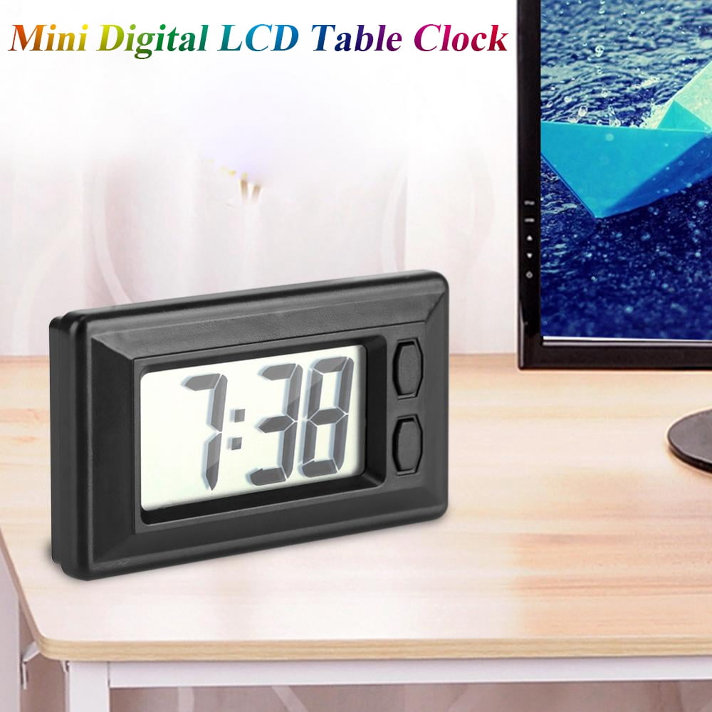 Instruments Black Digital Lcd Table Car Dashboard Desk Date Time