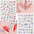 thumbnail image 3 of Flowers Nail Art Sticker Dacals, Holographic Nail Glitter Design Nail Stickers Floral Spring Nail Decals, 3 of 5