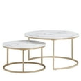 thumbnail image 3 of Round Nesting Coffee Table Set with 31.5 in White Faux Marble Top and Golden Legs Modern Style for living room, 3 of 8