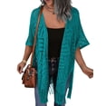 thumbnail image 4 of Zeagoo Womens Crochet Kimono Cardigan Open Front Knit Hollow Out Lightweight Cover Up with Tassel, 4 of 6