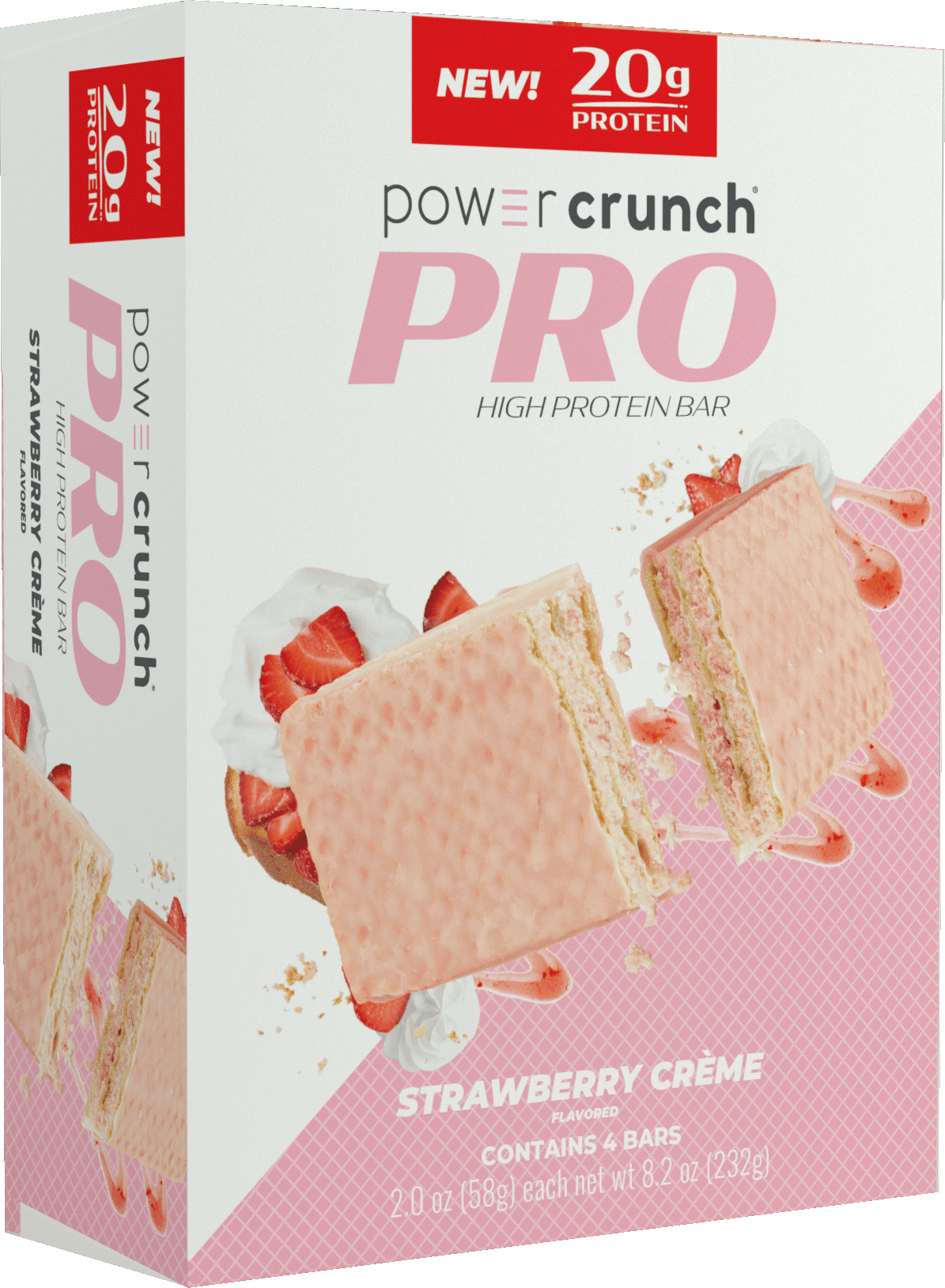 Power Crunch PRO High DH Hydrolyzed Whey protein bar, Strawberry Cream, 8.2 oz, 4 count