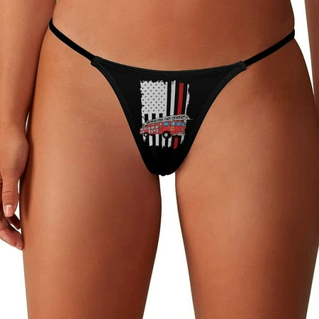 

Fireman Firefighter American Flag G-String Thongs Women s T-Back Underwear Panty