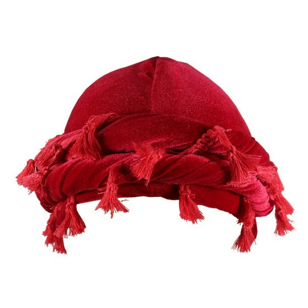 Sombreros. Pañuelos para la cabeza para hombre y mujer, forrados de satén con borlas, trenzas y sin ala. Sombreros vintage de toalla. Sombrero de poliéster para mujer.