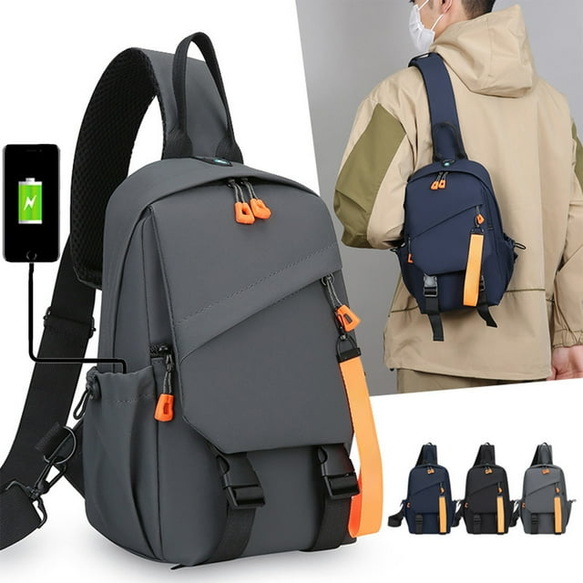 Sentmoon Sac Bandoulière Sacs Bandoulière pour Femmes Sac de Poitrine Multifonctionnel pour Hommes Sac à Dos Bandoulière Rechargeable USB Style Coréen Sac à Bandoulière Polyvalent Décontracté