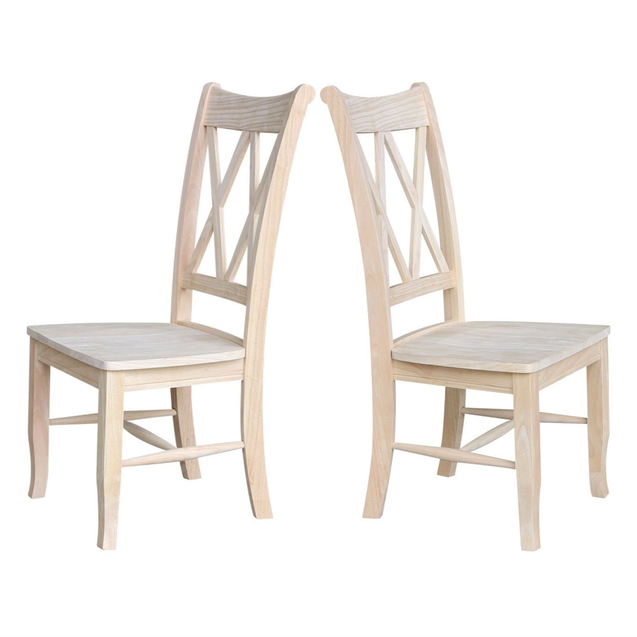 Set Of 2 Traditional Unfinished Wood Dining Chairs Walmartcom Walmartcom