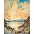 thumbnail image 1 of Pastel Colour Atmospheric Cloud Sunrise Over Mono Lake Modern Watercolour Painting Unframed Wall Art Print Poster Home Decor Premium, 1 of 4