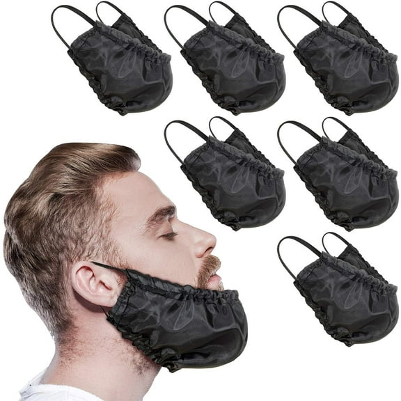 9-Piece Beard Bandana Covers Facial Beard Apron Caps Guard Bedtime Bib (Black)