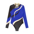 thumbnail image 5 of Kaerm Women Rhinestone Ballet Gymnastics Leotard Long Sleeve Keyhole Back Figure Skating Dance Leotard Royal Blue XXL, 5 of 7