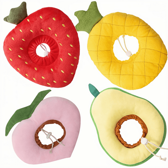 WuPing 4 Pcs Adjustable Cat Collars, Soft Cat Recovery Collar, Cute Kitten Fruits Shaped Collars