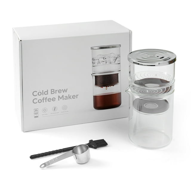 300ml/10.15oz Cold Brew Coffee Maker for Tea and Coffee Extraction Borosilicate Glass Dripper Iced Coffee Brewer Maker with Cleaning Brush Spoon for Home Office Travel