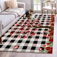 thumbnail image 3 of Area Rug for Living Room, Valentine's Day Non-Slip Indoor Large Carpet for Bedroom/Dining Room, Romantic Love Trees Red Roses Black Plaid Washable Low-Profile Rectangle Floor Runner Rugs - 4 x 6 Ft, 3 of 7