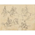 thumbnail image 2 of Théodore Géricault 14x11 Gold Ornate Wood Frame and Double Matted Museum Art Print Titled - Horses and Riders (1813-1814), 2 of 4